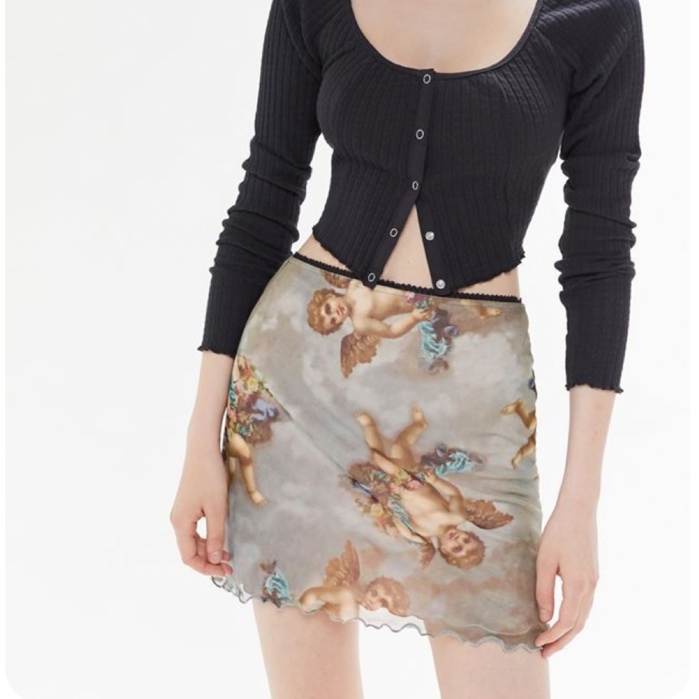 NWOT Urban Outfitters UO Renaissance Print Mesh Mini Skirt XS
